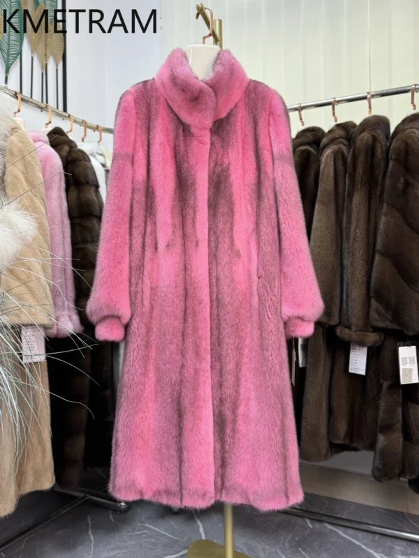 Real Mink Fur Coat Women Luxury Long Pink Fur Jacket for Woman Fashion New in Coats Winter Womans Clothing 2025 шуба женская - Image 4