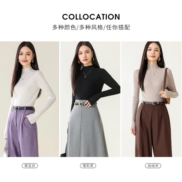 women knit sweater top 100% wool long sleeve shirt womens clothes womens tops clothing fashion streetwear vintage outfits luxury - Image 4