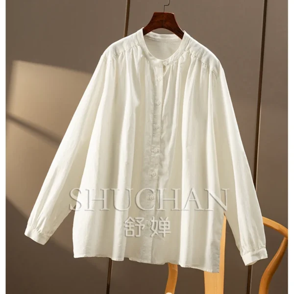 Summer Loose Linen + Cotton Shirt Women 2Z02 Blusas Mujer De Moda 2025 Verano White Shirt Women Blouse - Image 4