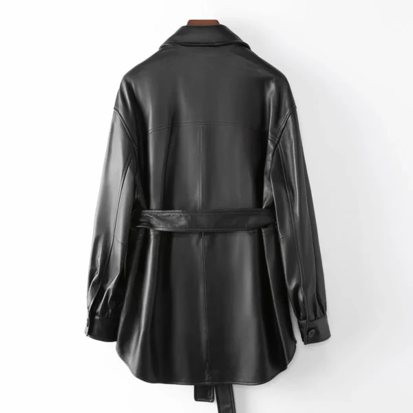 Small amount of clothing Haining Spring New Women's Genuine Leather Coat 2024 Fashion Casual Shirt Leather jacket - Image 4