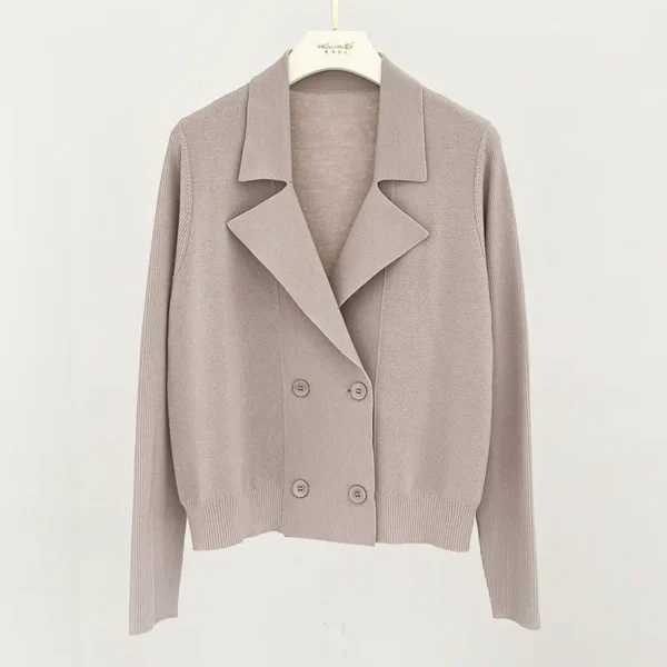 Suit style jacket fashion cardigan wool knit sweater woman top spring clothing womens sweaters korean women knitted white tops v - Image 6