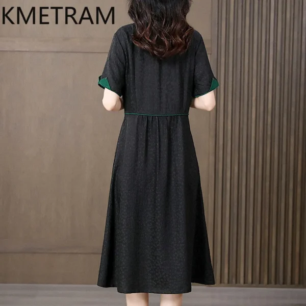 KMETRAM 100% Mulberry Silk Dress Women Summer 2024 Luxury Party Long Dresses Fashion Womans Clothing Black Dress Vestidos Largos - Image 4
