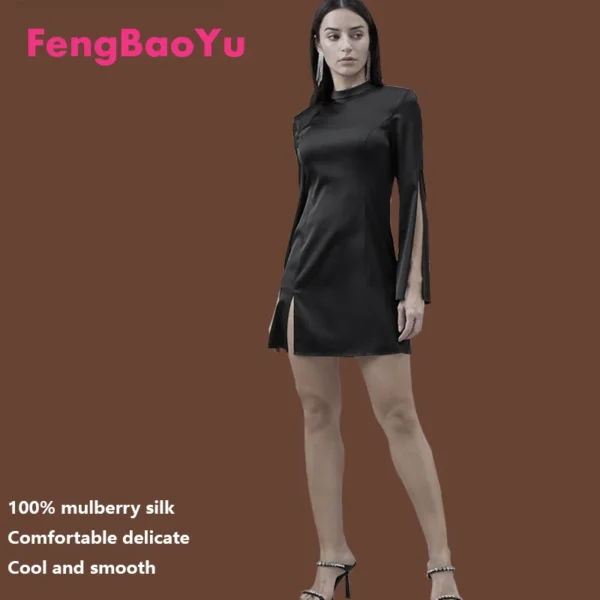Mulberry Silk Dress Black Silk Short Mini Skirt High-end Women's Spring and Summer Temperament Fashion Light Luxury Clothing