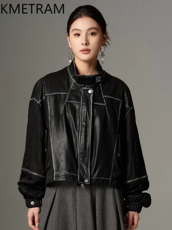 Genuine Leather Jacket Woman Real Cowhide Short Jackets High Quality New in Black Coats Spring Women Clothing 2025 Chaquetas - Image 3