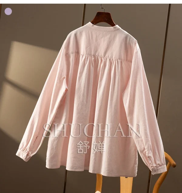 Summer Loose Linen + Cotton Shirt Women 2Z02 Blusas Mujer De Moda 2025 Verano White Shirt Women Blouse - Image 5