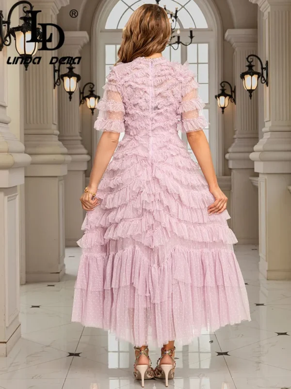 LD LINDA DELLA Fashion Design Women's Clothing French Light Luxury Socialite Style Elegant Fairy Temperament Mesh Long Dress - Image 6
