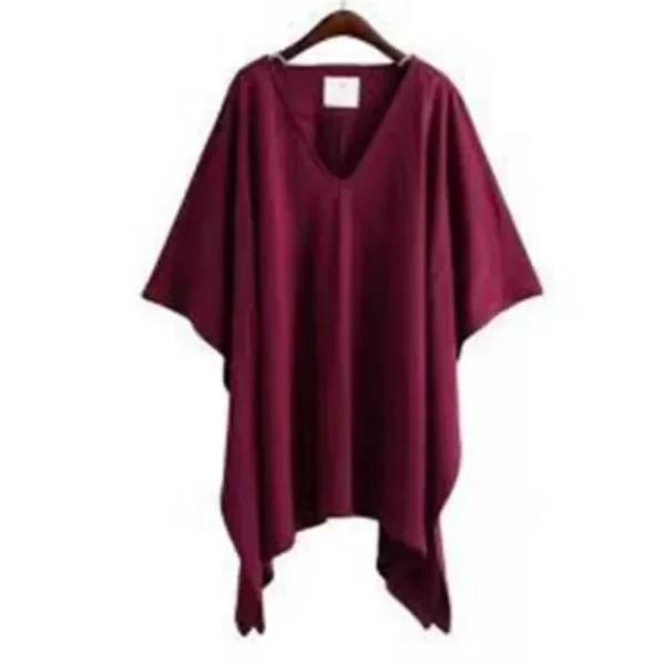 Summer 2025 Fashion Chic V-neck Irregular Black T-shirts Casual Loose Women's Clothing Batwing Sleeve Oversized 5XL Tops Female - Image 4