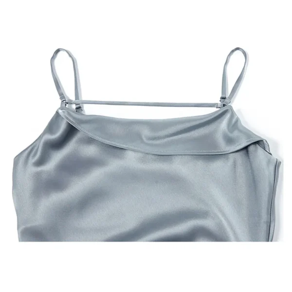 Luxury Satin triacetate Spring Summer Women's Slip Dress Silky Glossy Cool Asymmetrical Skirt Fashion Outdoor High-end Clothing - Image 2
