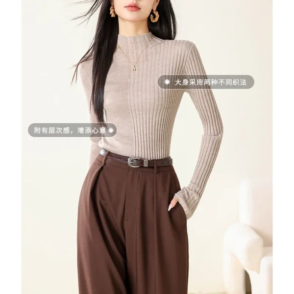 women knit sweater top 100% wool long sleeve shirt womens clothes womens tops clothing fashion streetwear vintage outfits luxury - Image 2
