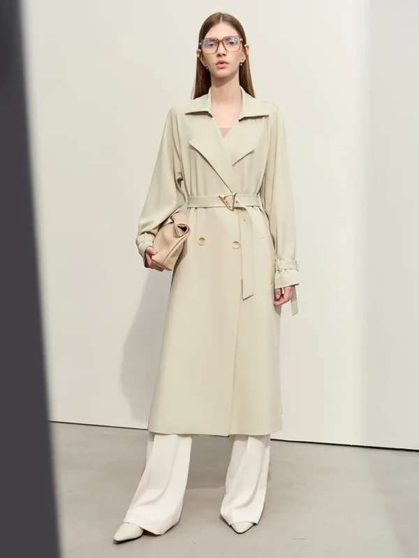 AMII Minimalist 2025 Spring Women's Clothing Trench Coat Long Double-Breasted Belt High-Top Open Fashion Outer Wears 12451032 - Image 4