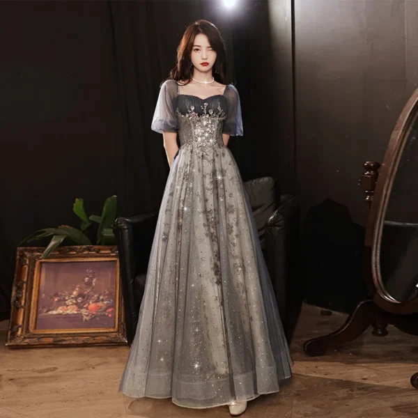 Evening Dress Banquet Socialite Host Vocal Music Performance Art Exam Starry Skirt Fairy Escape Women's Clothing - Image 2