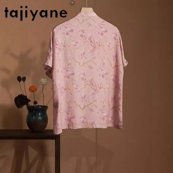 TAJIYANE 100% Real Mulberry Silk T Shirts for Woman Luxury Summer Tops Casuales Fashion Elegant Women Clothing Футболка 2024 - Image 2