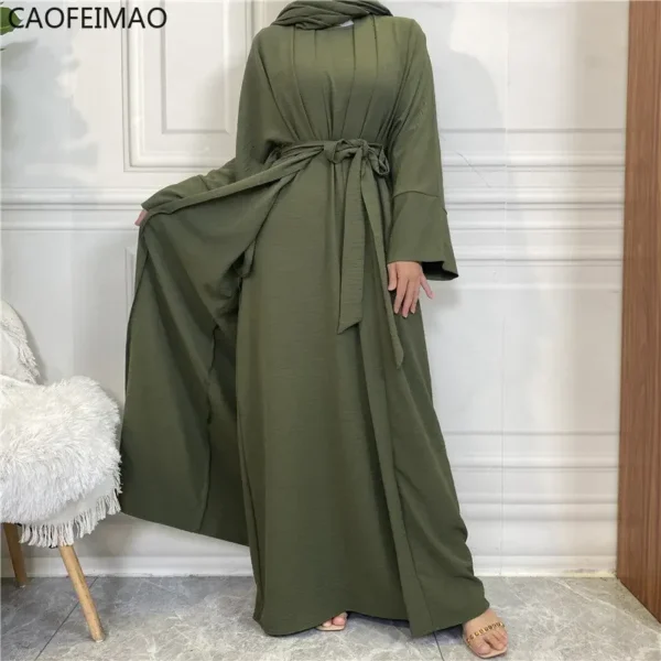 Muslim Fashion Hijab Dubai Abaya Long Dresses Women with Sashes Islam Clothing Abaya African Dresses for Women Musulman Djellaba - Image 3