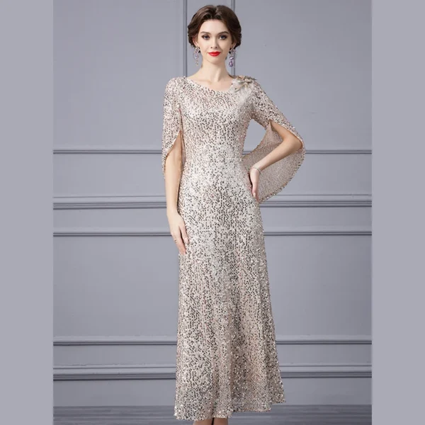 Fashion heavy industry sequined dress 2024 new high-end banquet host evening dresses celebrity temperament women clothing 24037
