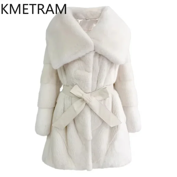 Real Danish Mink Fur Coat Women Luxury Mid Length Fur Jacket Winter Warm Outerwears High Quality Womans Clothing Fourrure 2024 - Image 3