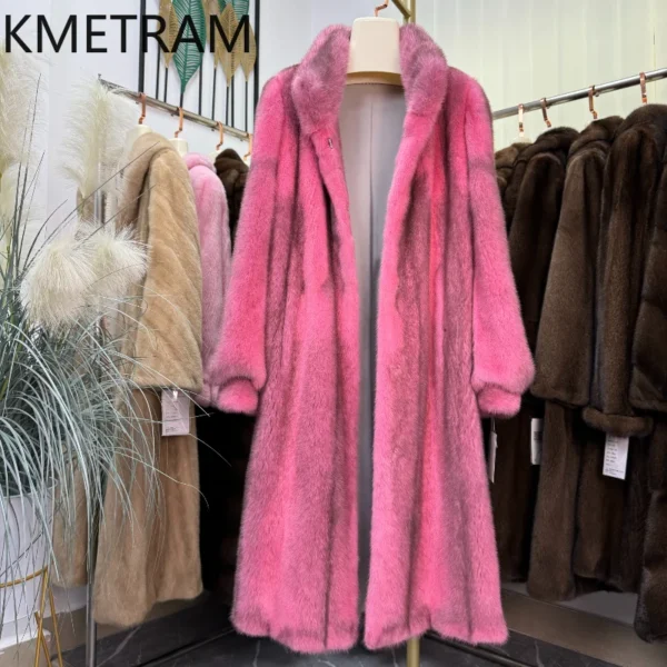 Real Mink Fur Coat Women Luxury Long Pink Fur Jacket for Woman Fashion New in Coats Winter Womans Clothing 2025 шуба женская - Image 2