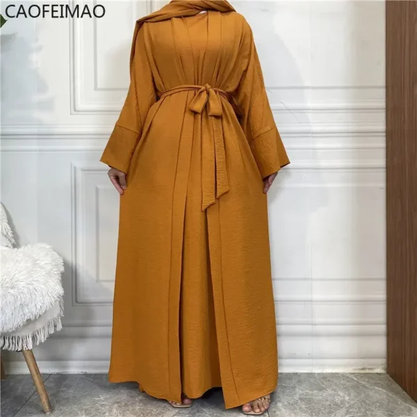 Muslim Fashion Hijab Dubai Abaya Long Dresses Women with Sashes Islam Clothing Abaya African Dresses for Women Musulman Djellaba - Image 4