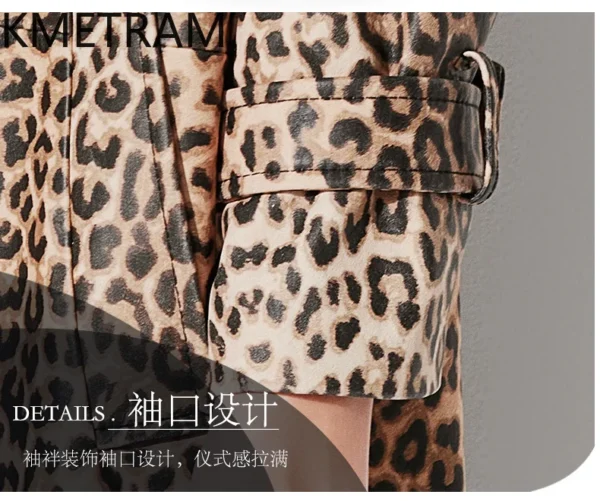 Genuine Leather Jacket Woman Real Sheepskin Long Jackets Fashion Leopard Print Leather Trench Coat Spring Women Clothing 2025 봄동 - Image 5