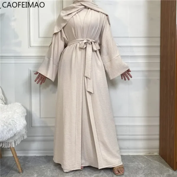 Muslim Fashion Hijab Dubai Abaya Long Dresses Women with Sashes Islam Clothing Abaya African Dresses for Women Musulman Djellaba - Image 2