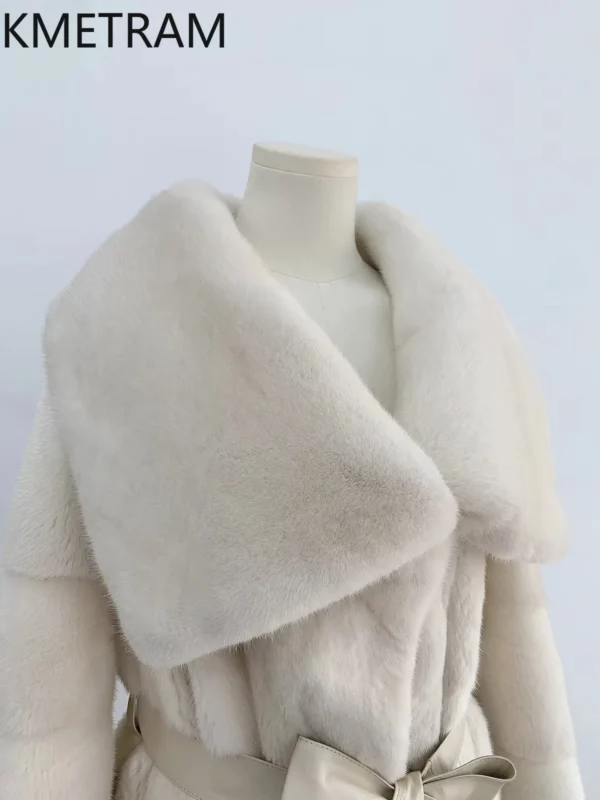 Real Danish Mink Fur Coat Women Luxury Mid Length Fur Jacket Winter Warm Outerwears High Quality Womans Clothing Fourrure 2024 - Image 5