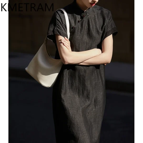 KMETRAM 100% Mulberry Silk Dress Women V-Neck Luxury New in Dresses Woman Clothing 2025 Summer High Quality Vestidos De Mujer - Image 4
