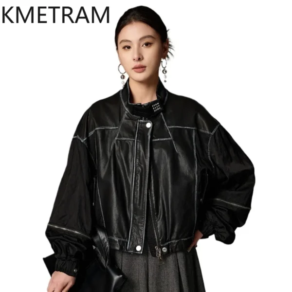 Genuine Leather Jacket Woman Real Cowhide Short Jackets High Quality New in Black Coats Spring Women Clothing 2025 Chaquetas
