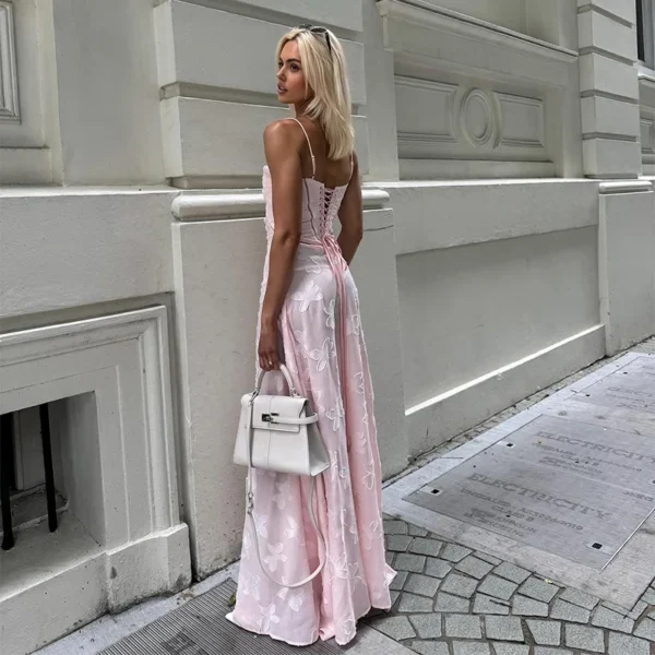 Cryptographic Floral Lace Sexy Back Lace Up Slip Maxi Dresses Gown Chiffon Bandage Elegant Sheer Cocktail Prom Dresses Summer - Image 6