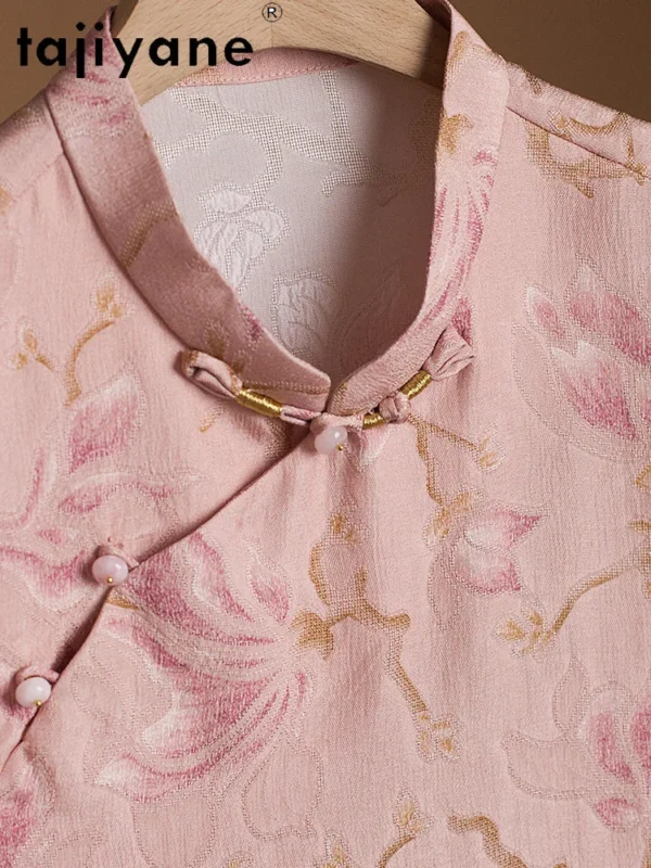 TAJIYANE 100% Real Mulberry Silk T Shirts for Woman Luxury Summer Tops Casuales Fashion Elegant Women Clothing Футболка 2024 - Image 3