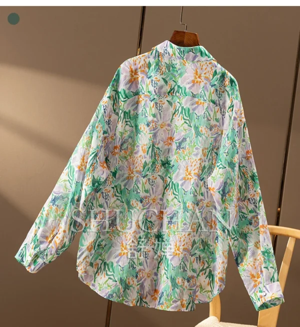 Loose and Comfortable, Thin Printed 100% Ramie Shirt Women 2Z73 Blouse Women Blusas Mujer De Moda 2025 New - Image 5