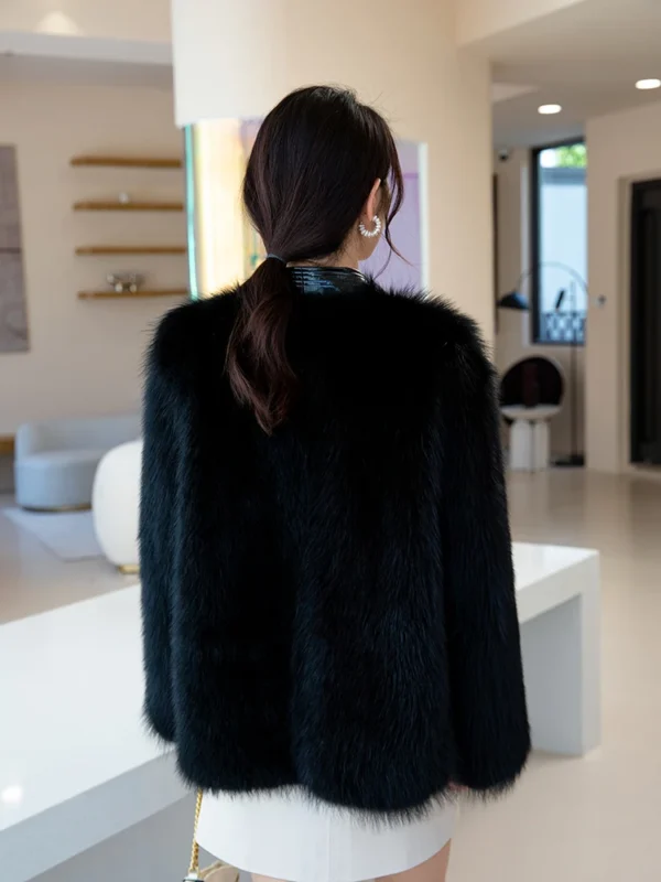 2024 New Real fur,New vintage Long sleeve women"s natural fox fur coats outerwear plus size Female real fur coats - Image 3