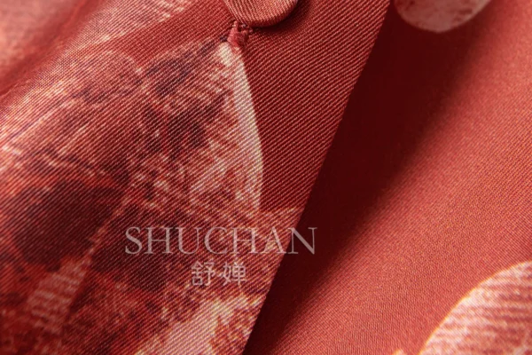 Red 19 Mmi Twill Silk Printing Loose Shirt Women Retro Blouse Korean Shirt Women 2025 New Fashion - Image 5