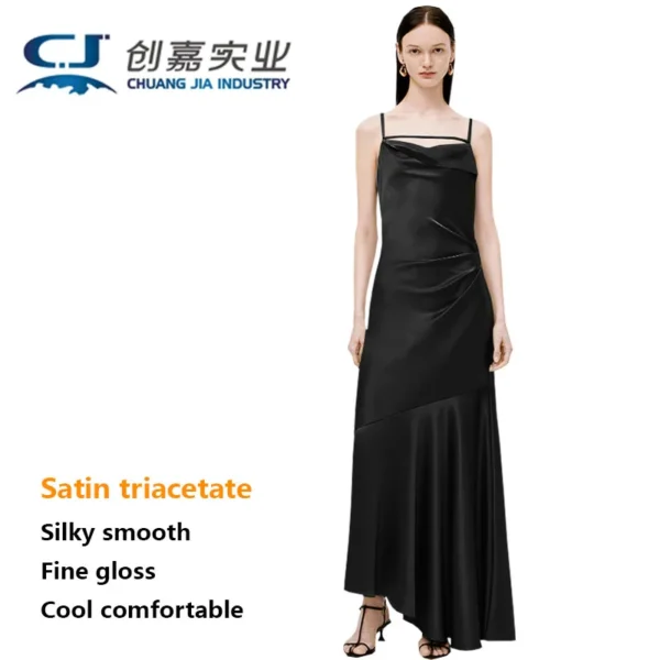 Luxury Satin triacetate Spring Summer Women's Slip Dress Silky Glossy Cool Asymmetrical Skirt Fashion Outdoor High-end Clothing