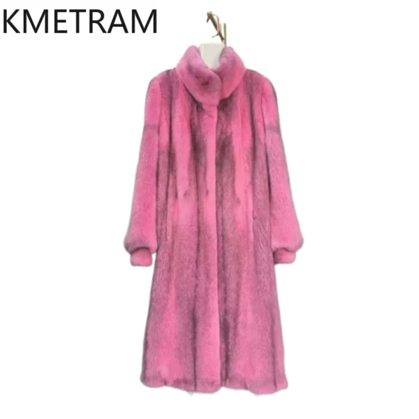 Real Mink Fur Coat Women Luxury Long Pink Fur Jacket for Woman Fashion New in Coats Winter Womans Clothing 2025 шуба женская