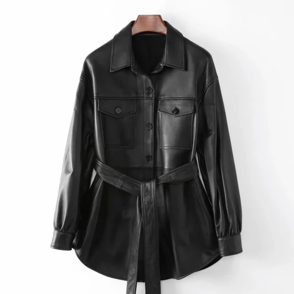 Small amount of clothing Haining Spring New Women's Genuine Leather Coat 2024 Fashion Casual Shirt Leather jacket