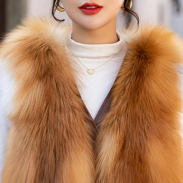2024 New Real fur,Women"s fall winter Superb Luxury real red fox fur vest gilets Wholesale