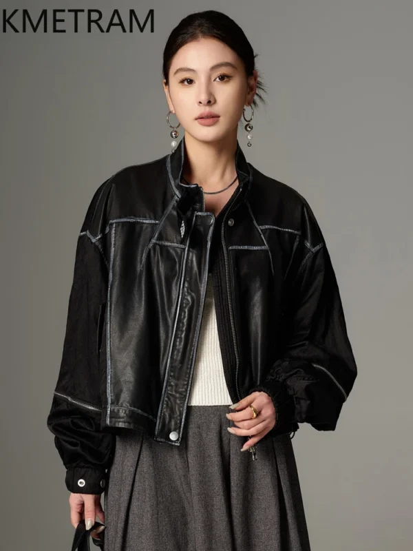 Genuine Leather Jacket Woman Real Cowhide Short Jackets High Quality New in Black Coats Spring Women Clothing 2025 Chaquetas - Image 2