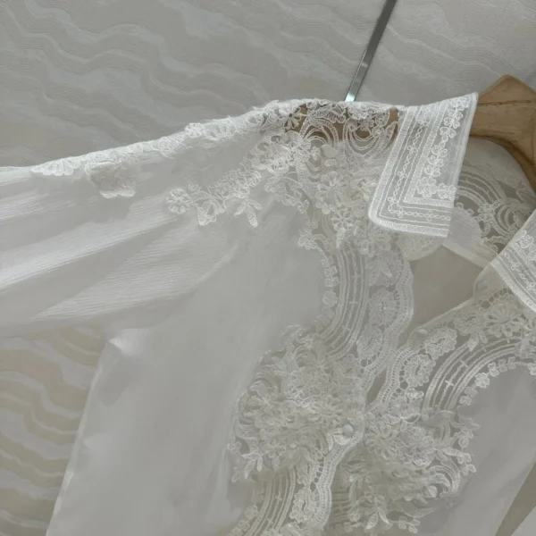 2024 autumn New arrival 100% Silk lace floral embroidery blouse shirt brand clothing for women - Image 5