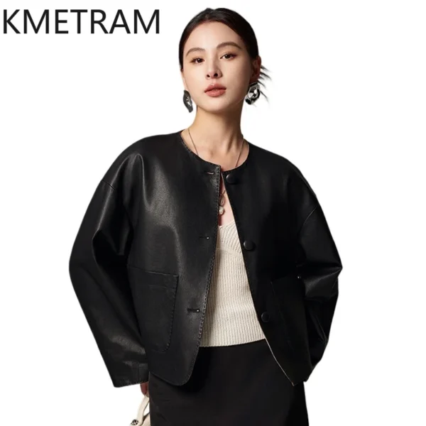 Genuine Leather Jacket Woman Real Sheepskin Short Jackets High Quality Reversible Coat 2025 Spring Women Clothing Chaquetas