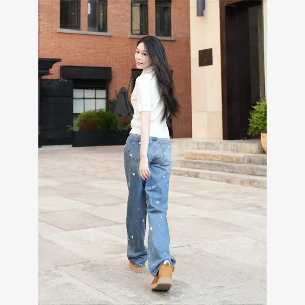 1:1 M-AJ* 2025 SS Korean Fashion Lapel Short Sleeve Light Colour Tops Knitwear Woman's T-Shirt Y2k Women's Clothing - Image 2