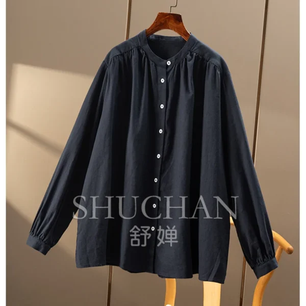 Summer Loose Linen + Cotton Shirt Women 2Z02 Blusas Mujer De Moda 2025 Verano White Shirt Women Blouse - Image 3
