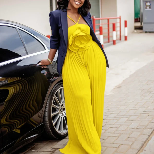 Dashiki African Clothes for Women 2025 Spring Sleeveless Polyester Flower Party Evening Long Jumpsuit Outfits African Clothing