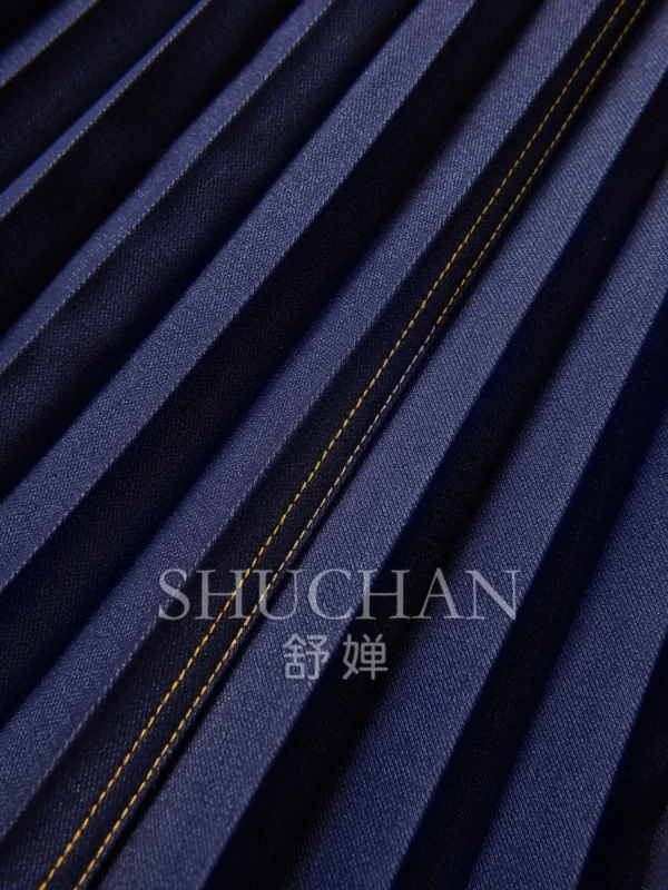2025 Pleated Elegant New Contrasting Colors, Denim Long Skirts for Women Korean Fashion Clothing Faldas Mujer Moda - Image 4