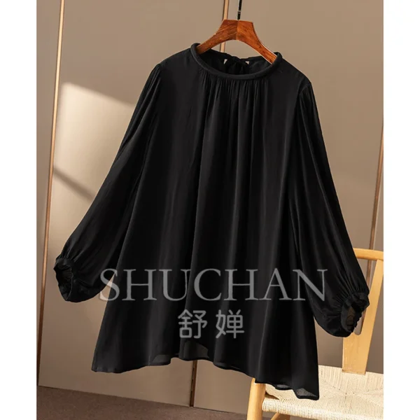 Soft Round Neck Chiffon Shirt Women 10C5 Blusa Feminina Women Tops Camisas De Mujer Blouse for Women - Image 3