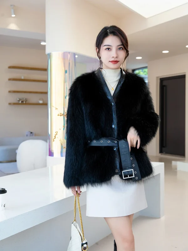 2024 New Real fur,New vintage Long sleeve women"s natural fox fur coats outerwear plus size Female real fur coats - Image 4