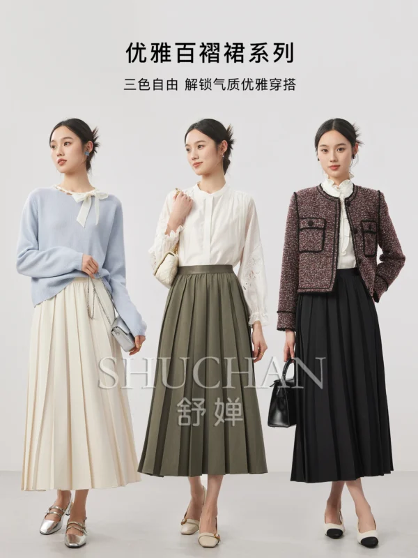 Elegant High-waisted A-shaped Skirt 25 Spring Faldas Mujer Moda Women Clothing Skirts for Women - Image 2