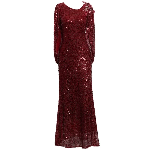 Fashion heavy industry sequined dress 2024 new high-end banquet host evening dresses celebrity temperament women clothing 24037 - Image 5