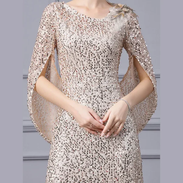 Fashion heavy industry sequined dress 2024 new high-end banquet host evening dresses celebrity temperament women clothing 24037 - Image 4