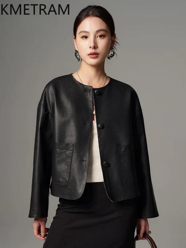Genuine Leather Jacket Woman Real Sheepskin Short Jackets High Quality Reversible Coat 2025 Spring Women Clothing Chaquetas - Image 3
