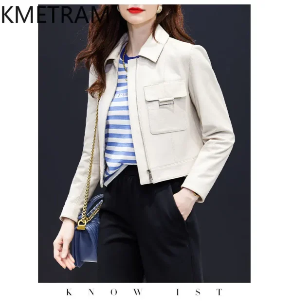 Genuine Leather Jacket Woman Real Sheepskin Short Jackets High Quality New in Outerwears Spring Women Clothing 2025 кожанка - Image 4