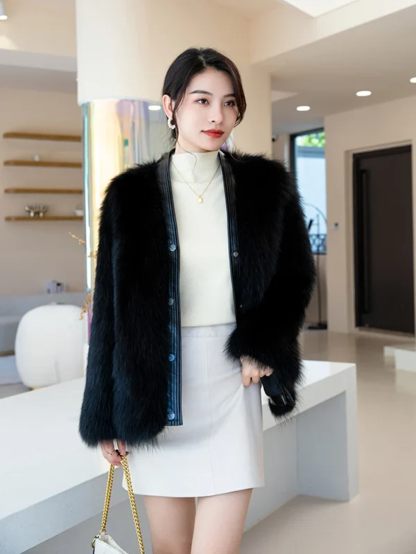 2024 New Real fur,New vintage Long sleeve women"s natural fox fur coats outerwear plus size Female real fur coats - Image 5